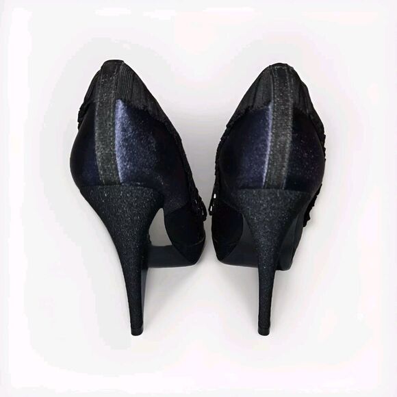 Tory Burch Erinn Satin Platform Studded Heels Blue Size 6M - Picture 6 of 11